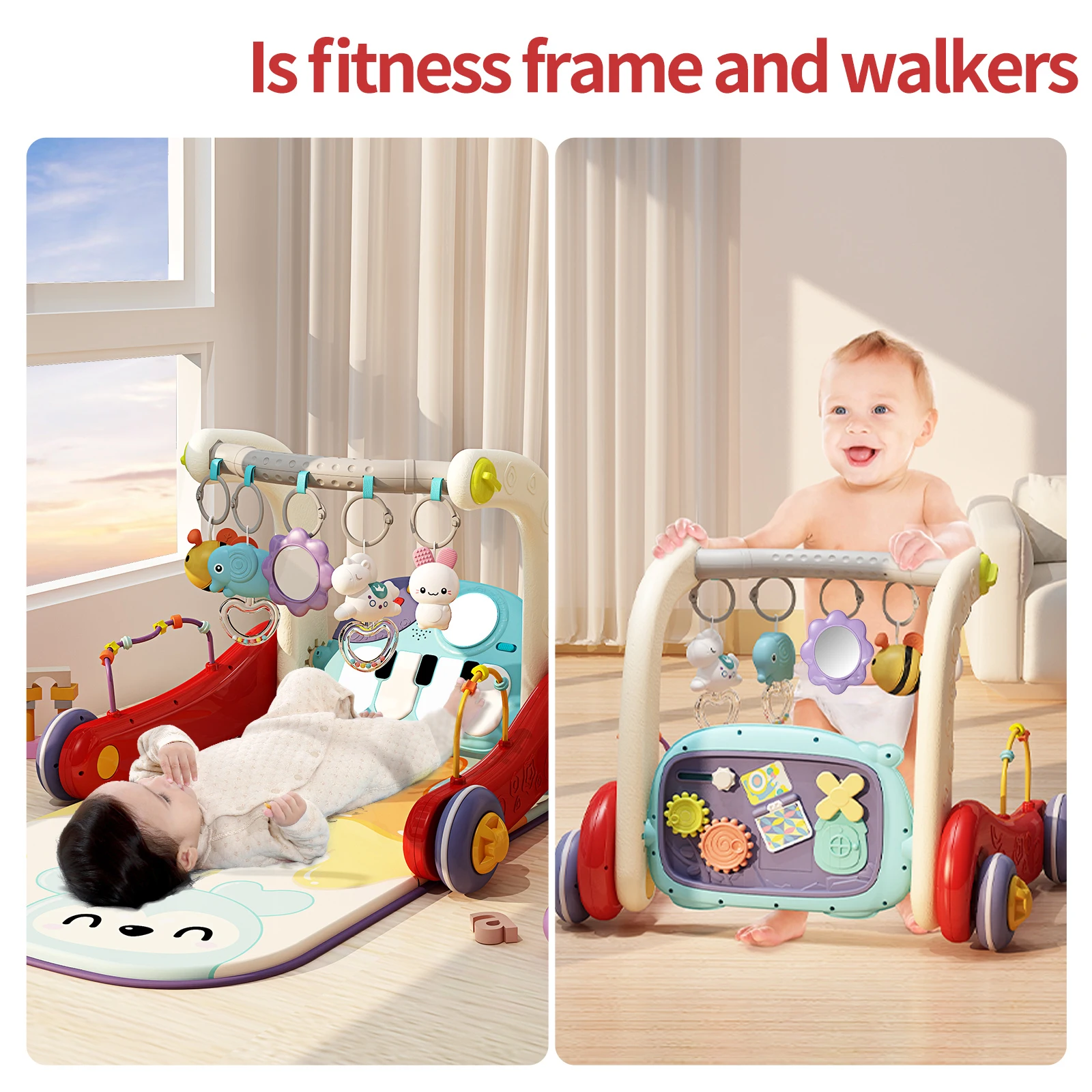 イミベビー ミュージカルプレイジム キッズピアノトイ 多機能ベビー プレイマット クロールクッション 寝具