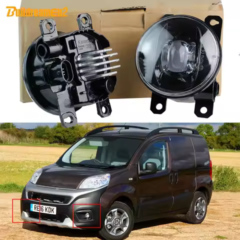 2 X 30W Car Driver + Passenger LED Fog Light Assembly For Fiat Fiorino Box MPV (225_) 2007-2023 Adjustable Fog Lamp 8000LM 12V