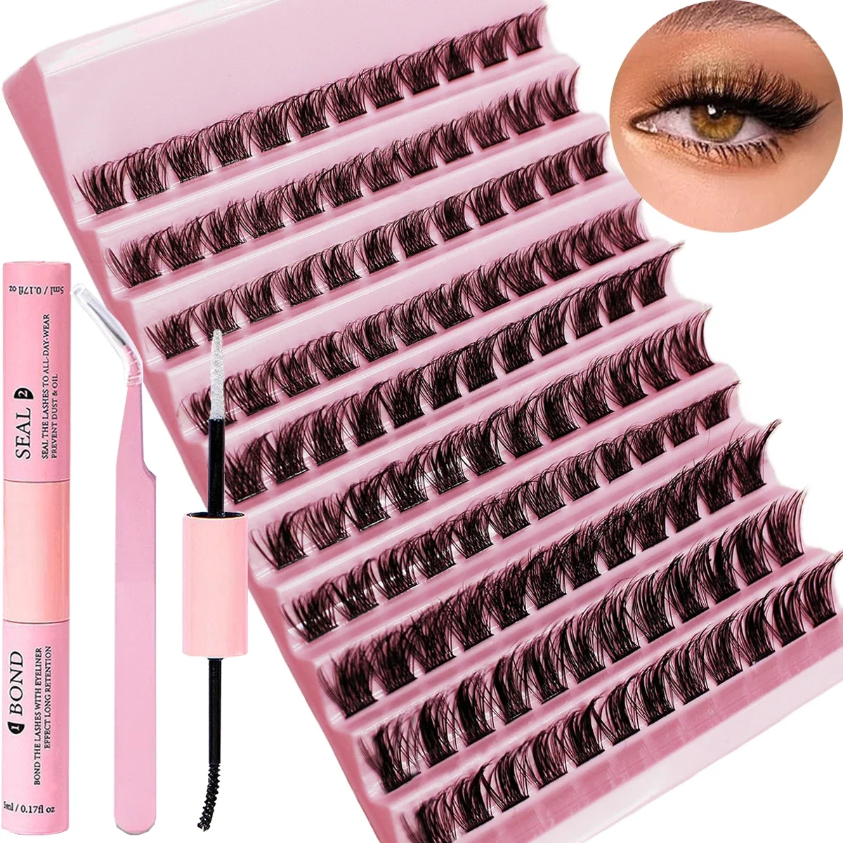 Eyelashes Extension Kit 120 Clusters DIY Lash Extensions Kit Lash Clusters Mix Length Eye Makeup Tool For Eyelash Extensions