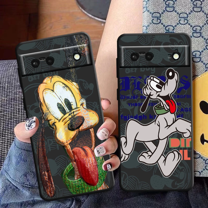 Disney Mickey's Dog Pluto Phone Case For Google Pixel 8 7 Pro 6 Pro 6A 5A 5 4 4A XL 5G Black Soft Fundas Cover