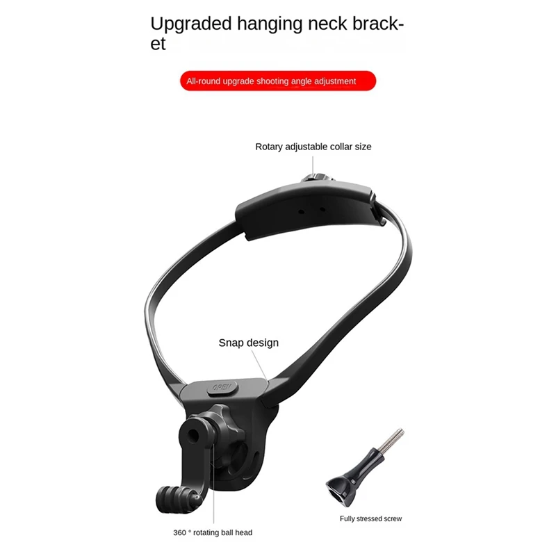 Sports Camera Fixed Hanging Neck Bracket Collar Bracket Mobile Phone First Person Selfie Video Black Plastic