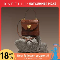 BAFELLI HANDBAG 2026 WOMEN'S NEW CROSSBODY LEATHER PURSE EVENING BAG CROCODILE GRAIN DESIGNER BUCKET CAT LUXURY BRAND FASHION