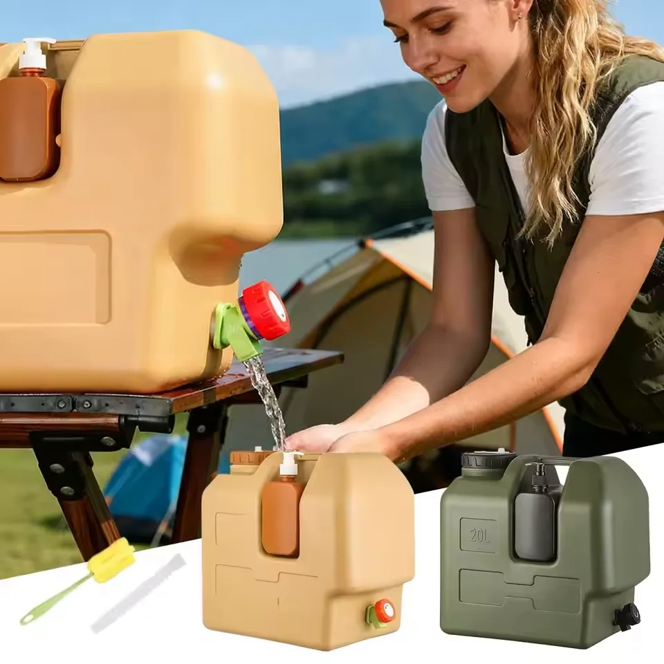 15/20L Camping-Wassereimer mit Wasserhahn, auslaufsicherer Trinkwassertank, großvolumiger Wasserspeicherbeutel, Behälter für Autotransporter