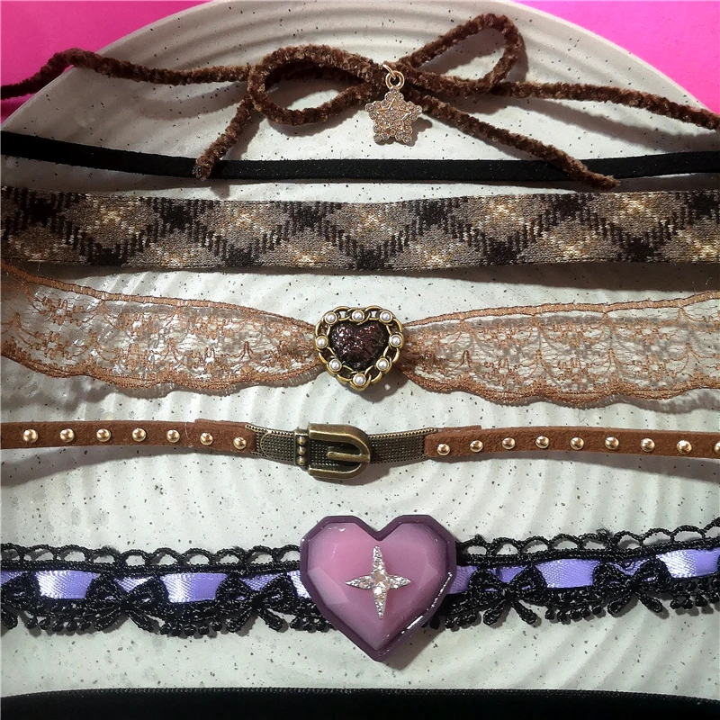 Modische, sexy Perlen-Herz-Spitzen-Halskette mit Anhänger, Samtkette, Choker für Damen, Charm-Party-Schmuck, personalisierter Halsschmuck, besondere Geschenke – Detail 9