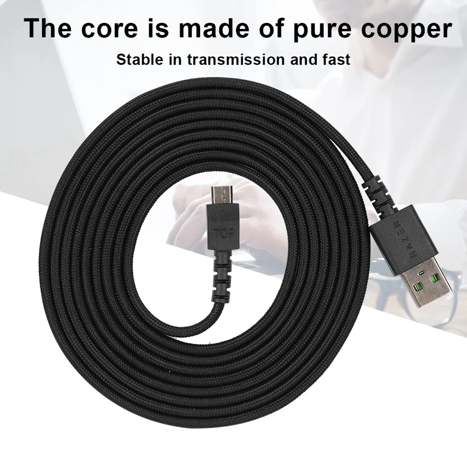 

1PC Copper USB Gaming Mouse Line Pure Copper Cable Replacement for Razer Super Mamba/Mamba Series Stable Transmission