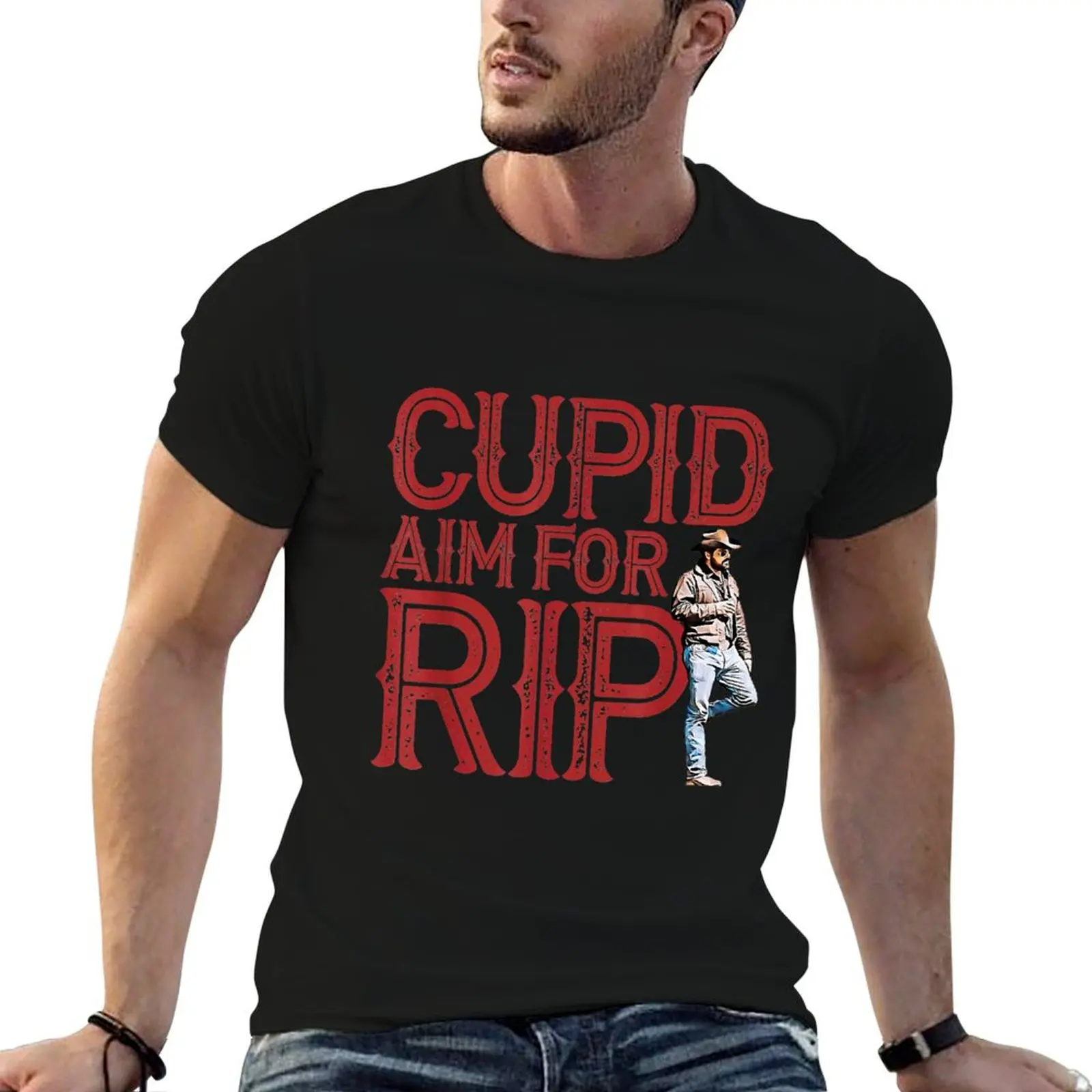 Cupid aim for rip Valentine’s Day T-Shirt Casual Loose Short Sleeve Tee for Men