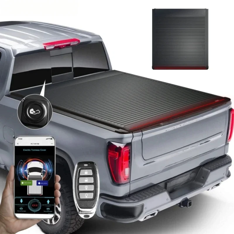 Premium Aluminum Hard Electric Retractable Tonneau Cover Universal 4X4 Pickup Truck Bed Mod Accessories