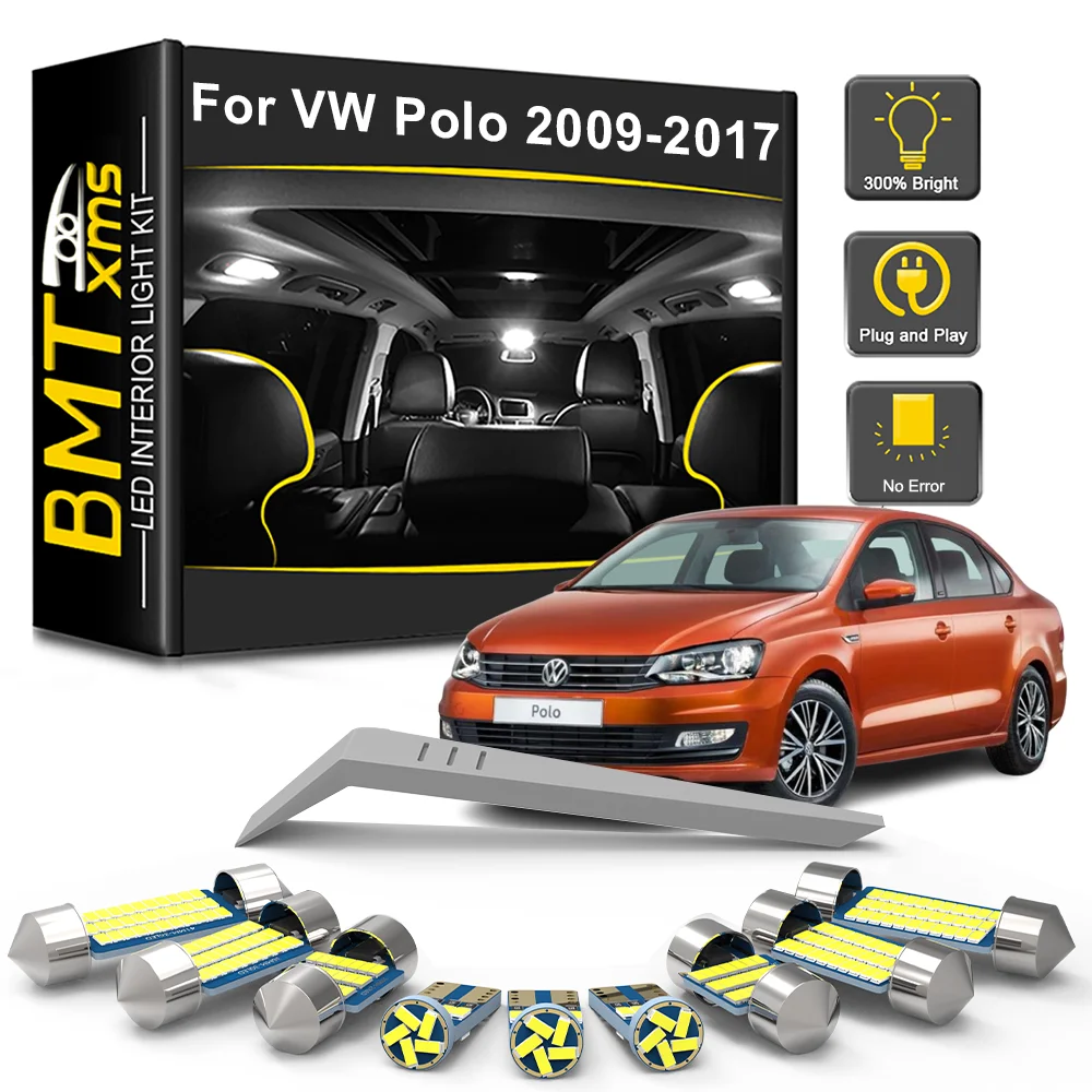 

BMTxms 10 шт. комплект светодиодных внутренних ламп Canbus для VW Volkswagen Polo MK5 6R 6C 2009 2010 2011 2012 2013 2014 2015 2016 2017