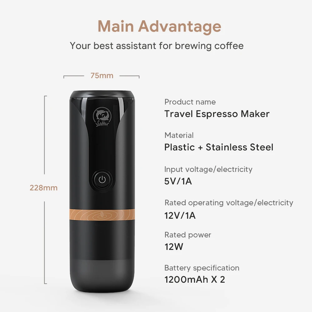 Portable Espresso Maker Camping Coffee Maker Travel Espresso Machine Brew With Nespresso OriginalLine Capsule Or Ground Coffee