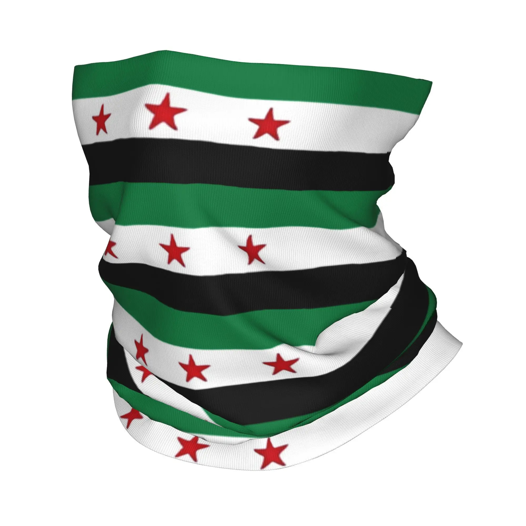 Syria Flag Bandana Neck Cover Printed Syrian Arab Republic Wrap Scarf Warm Headwear Hiking Unisex Adult Windproof