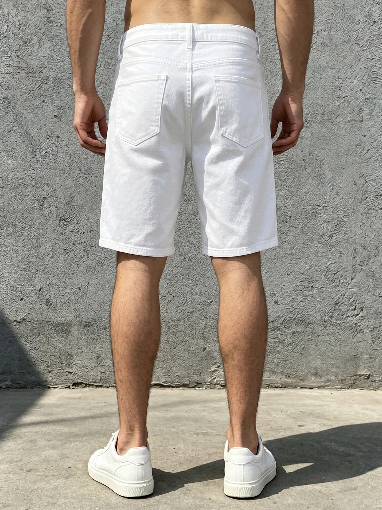 Men Jeans Denim Pants Clothing Trousers Shorts Men's Casual White Distressed Ripped Straight Leg Denim Shorts