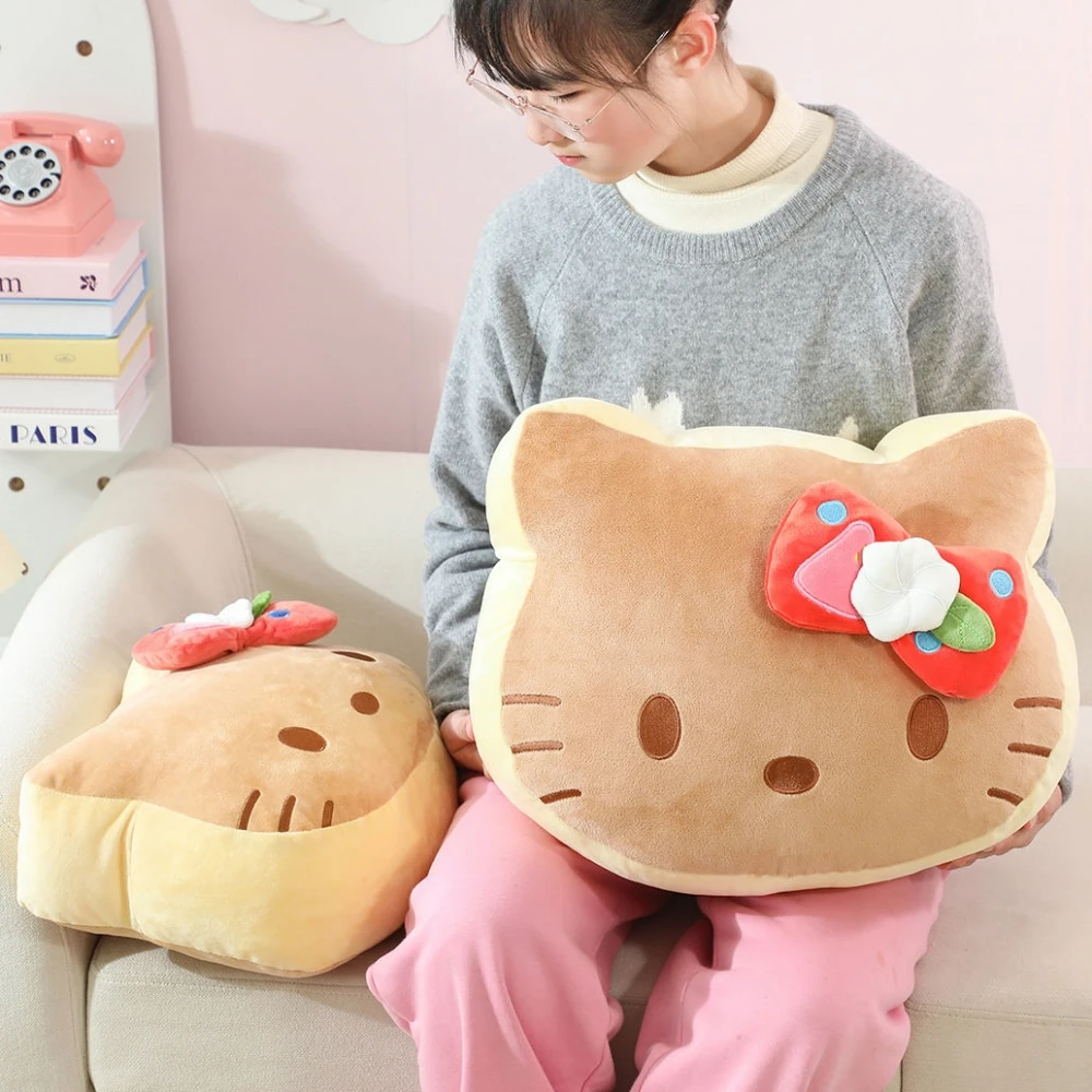 산리오 빵 헬로 키티 플러시 장난감 헬로 키티 베개 박제 애니메이션 키티 고양이 플러시 장난감 소파 침대 뒤 쿠션 소녀 선물