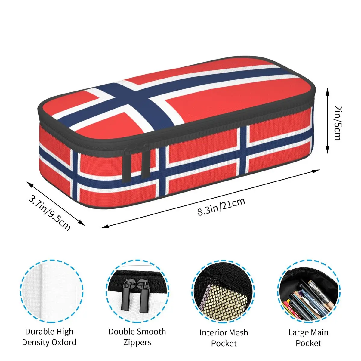 Bandeira da Noruega (4) Estojo de lápis para meninos e meninas, caixa de caneta escolar, bolsa de lápis, material de papelaria, porta-canetas