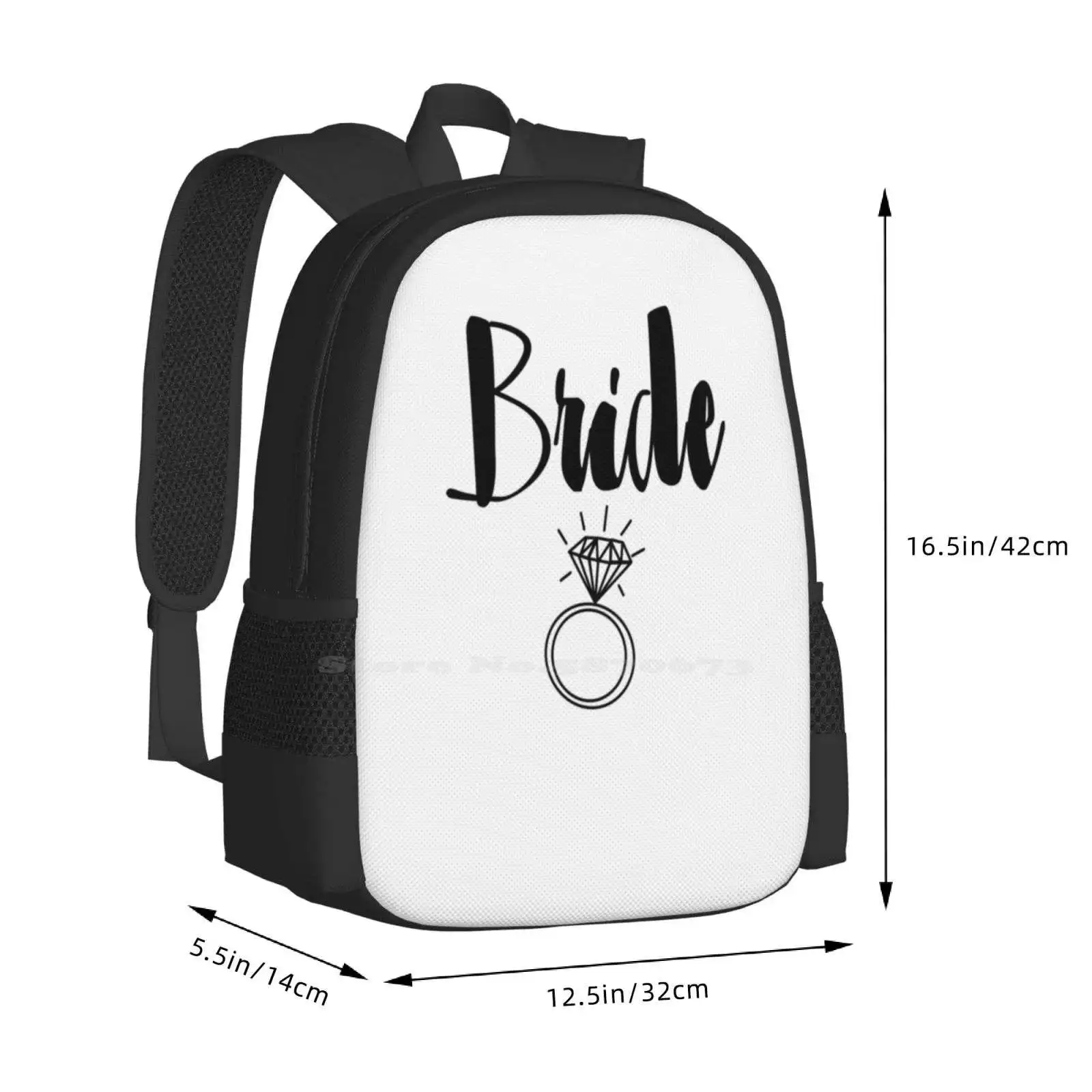 Cute Wedding , Bridal , Engagement " Bride " With Ring School Bags Travel Laptop Backpack Funny Brides Tribe Cute Brides Tribe