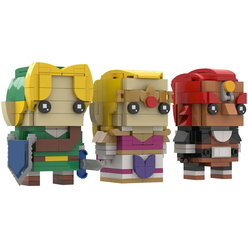 MOC Popular Games Zeldaed Action Figures Brickheadz Link and Princess Building Blocks Assembly Model Bricks Toy Holiday Gift