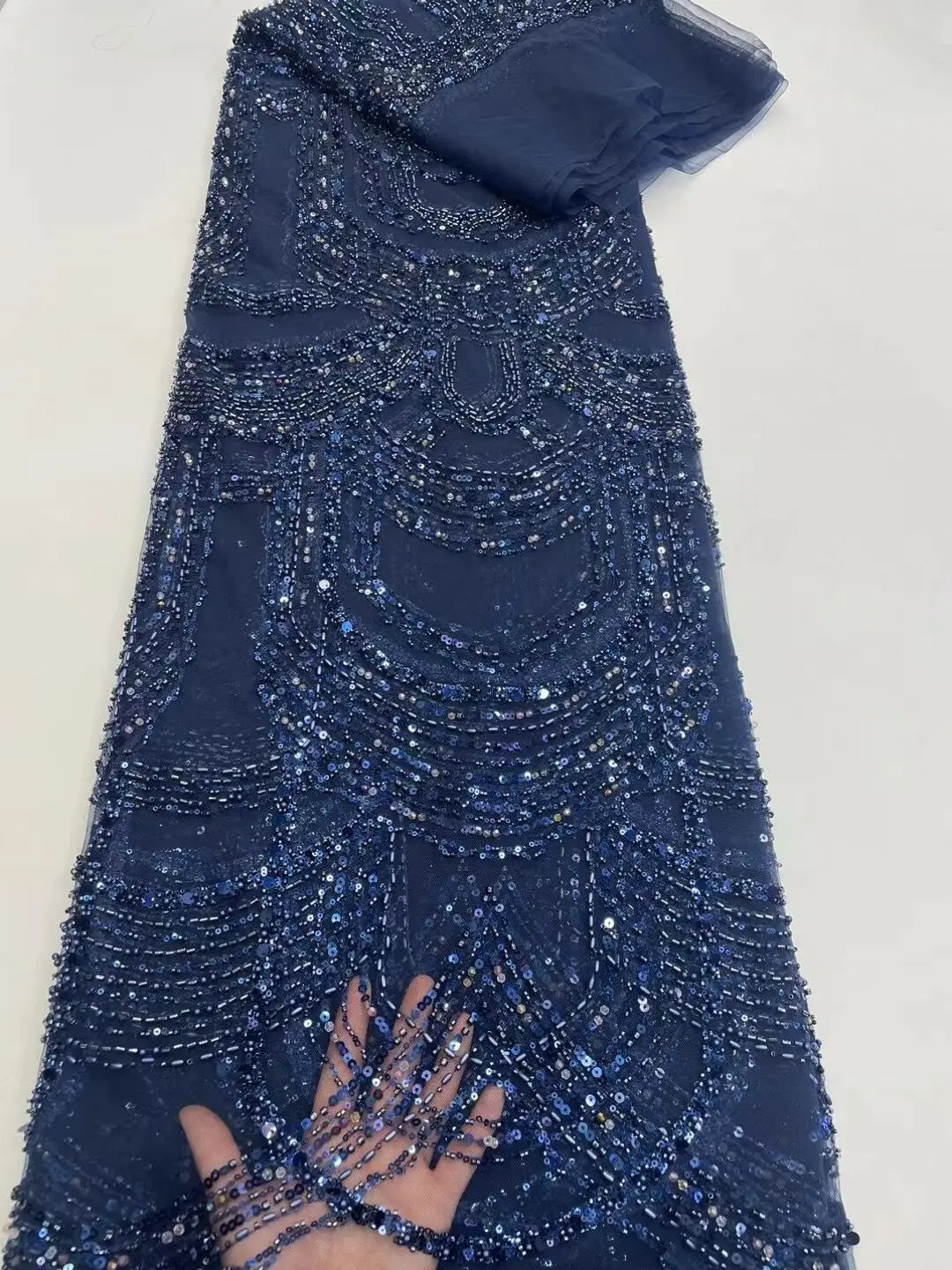 

Новое поступление, вышитая бисером французская сетчатая кружевная ткань, фатиновая кружевная ткань с блестками и вышивкой для детской одежды