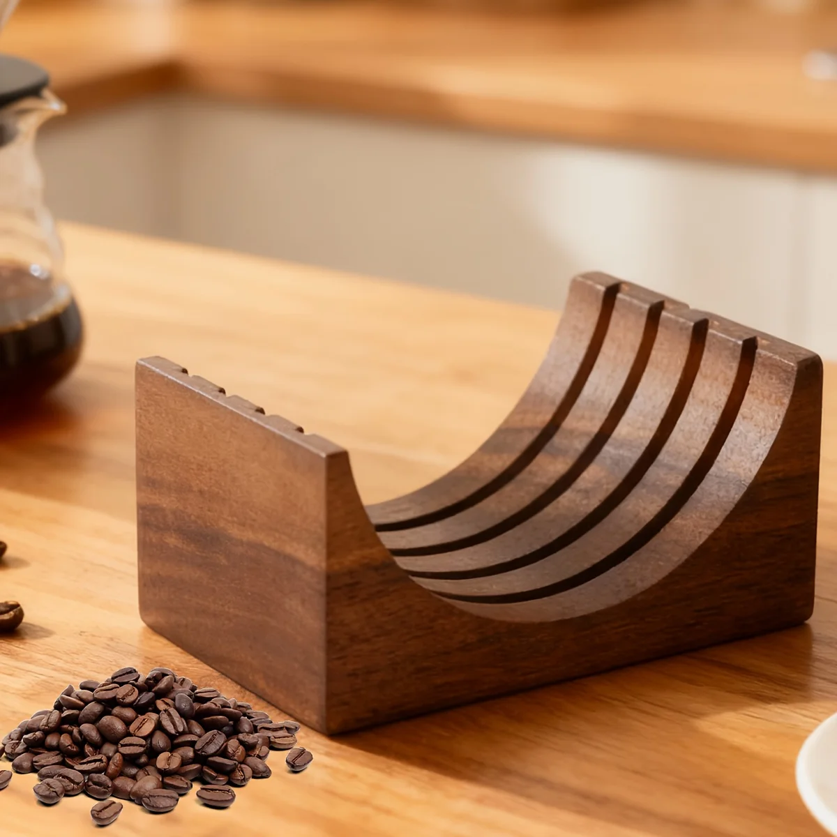 Espresso Coffee Puck Screen Stand, Reusable Wooden Walnut Stand for 51/53/58mm Espresso Portafilter Puck Screen