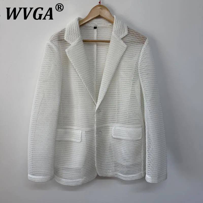 

WVGAspring Summer New Man Tide Three-Dimensional Mesh Hollow Out See-Through Layered Jackets Niche Chic Causal Blazer Ins W10006