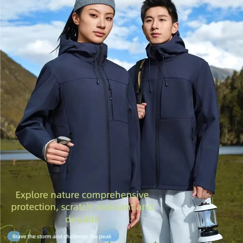 Woman's Men's Waterproof Soft Shell Jacket Outdoor Polar Fleece Lined Raincoat for Hiking Camping Cargo Hoodie Coats Windbreaker