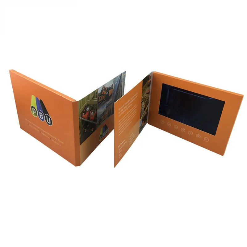 Custom. LCD IPS layar Video Booklet kartu ucapan Video kartu undangan Video brosur dengan desain disesuaikan Cote Inch F