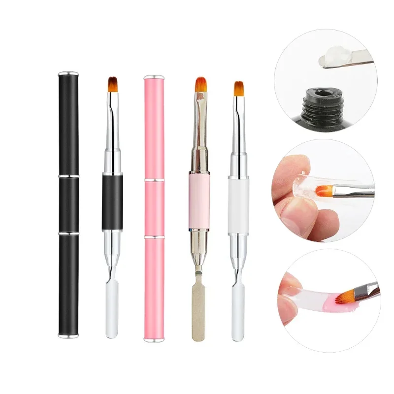 1Pcs Nail Art Double Headed Brushes Manicure UV Gel Brush Pen Extensions Acrylic Nail Art Painting Drawing Carving Pen Brush