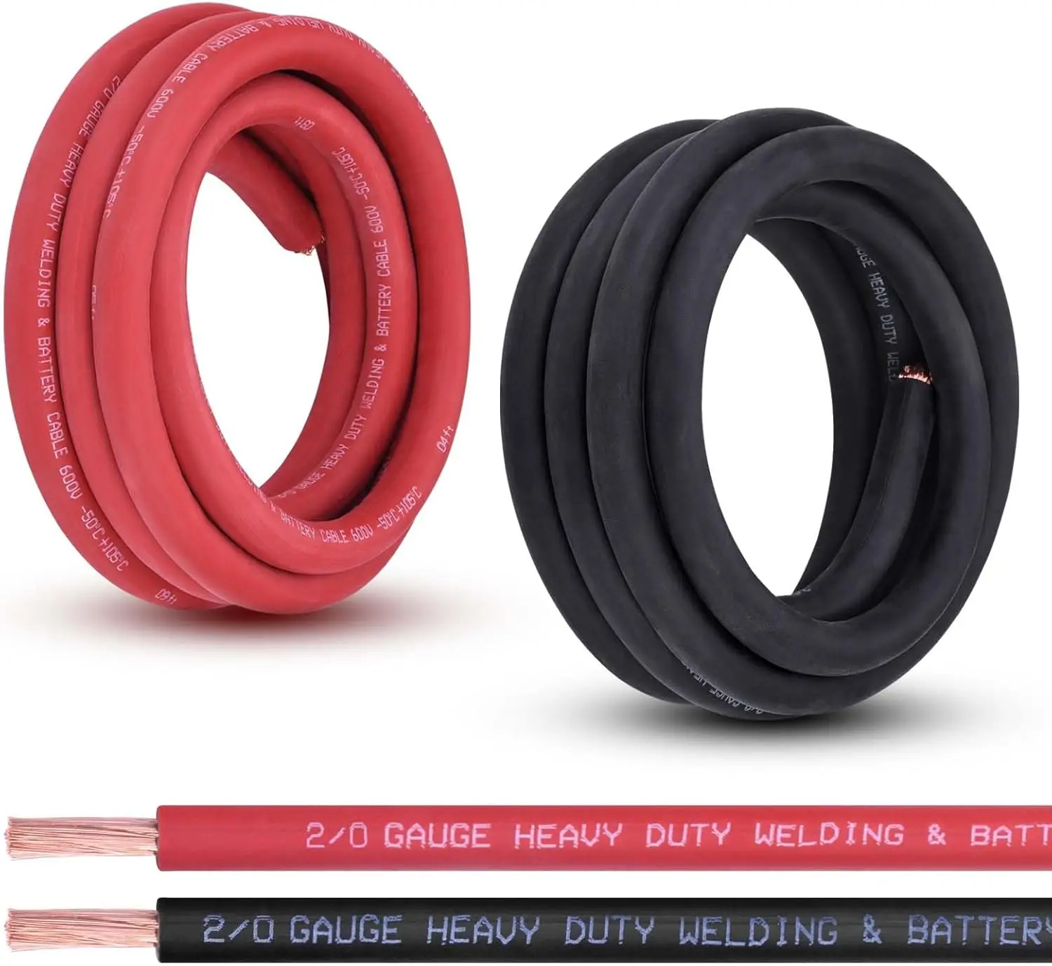 

2/0 Gauge Battery Cable, 10FT Red + 10FT Black 2/0 AWG Pure Copper Wire Welding Cable, for Automotive, Battery,New Popularity