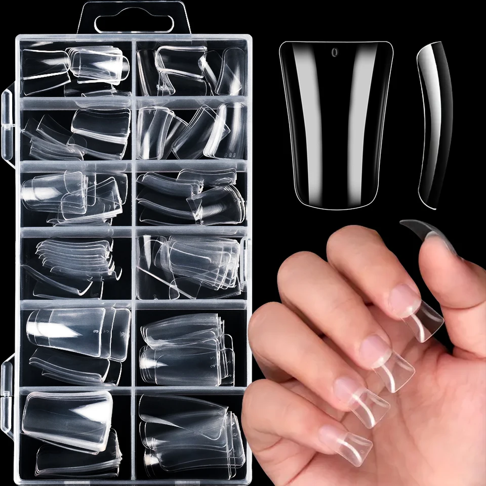 120Pcs Tips de Uñas Falsas Transparentes Pico de Pato Cobertura Completa 12 Tamaños Presionar Uñas Extensión para Manicura Salón 3