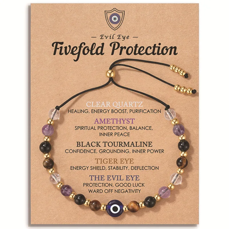 Cross-border Devil's Eye Bracelet Golden Tail Bead Pull Buckle Drawstring, Crystal Bracelet Rhombus Corner Bead Bracelet