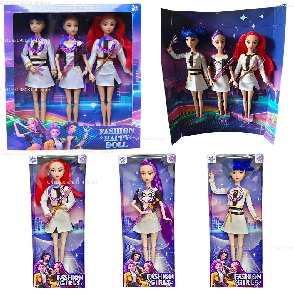 دمى شخصيات الحركة Kpop Demon Hunters - عبوة من 3 قطع مع موسيقى، ألعاب بلاستيكية يمكنك صنعها بنفسك للفتيات 3+، هدية Kpop قابلة للجمع #4