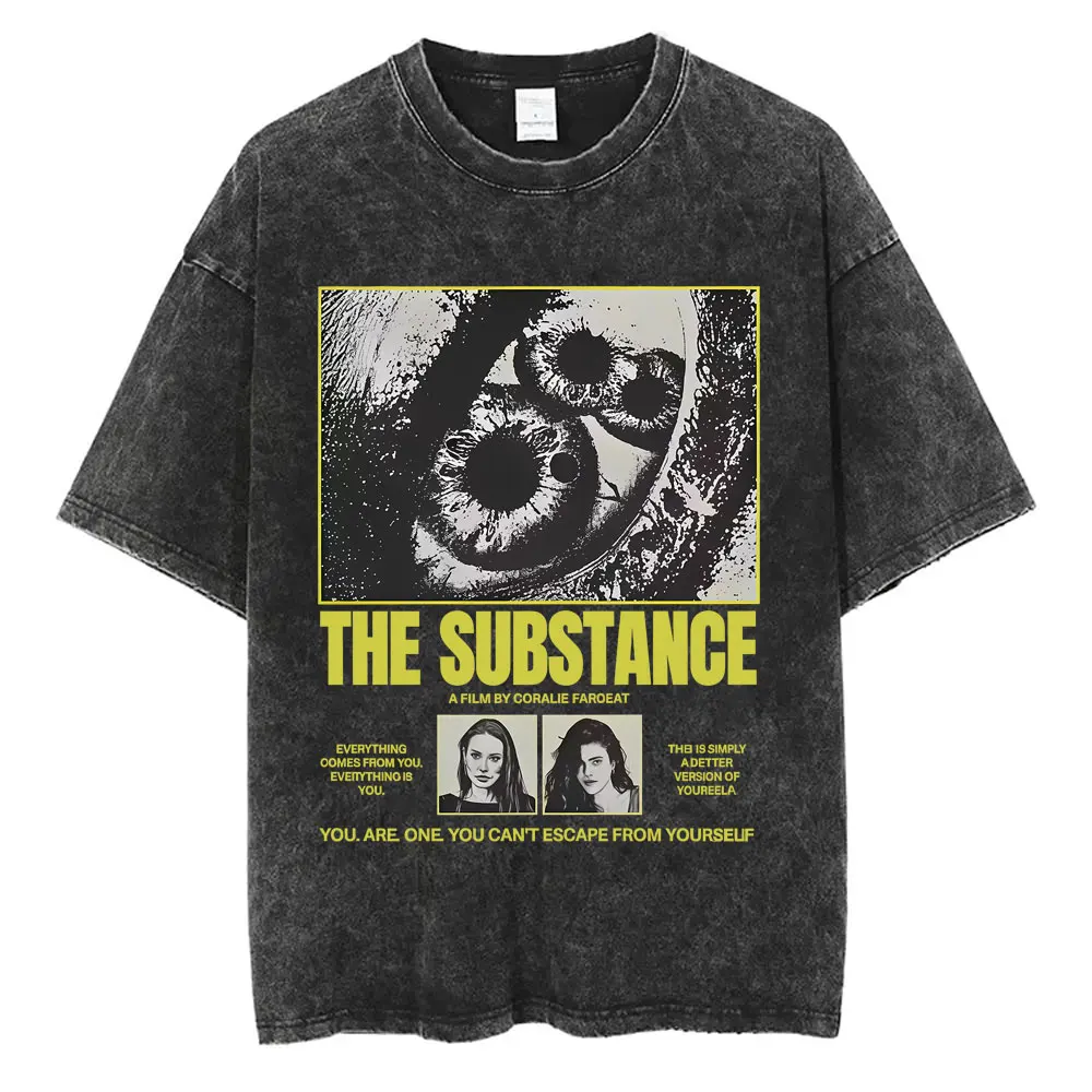 

Horror Movie The Substance T-shirt Men Women Fashion Vintage Washed Short Sleeve Oversized T-shirts Unisex 100% Cotton T Shirts