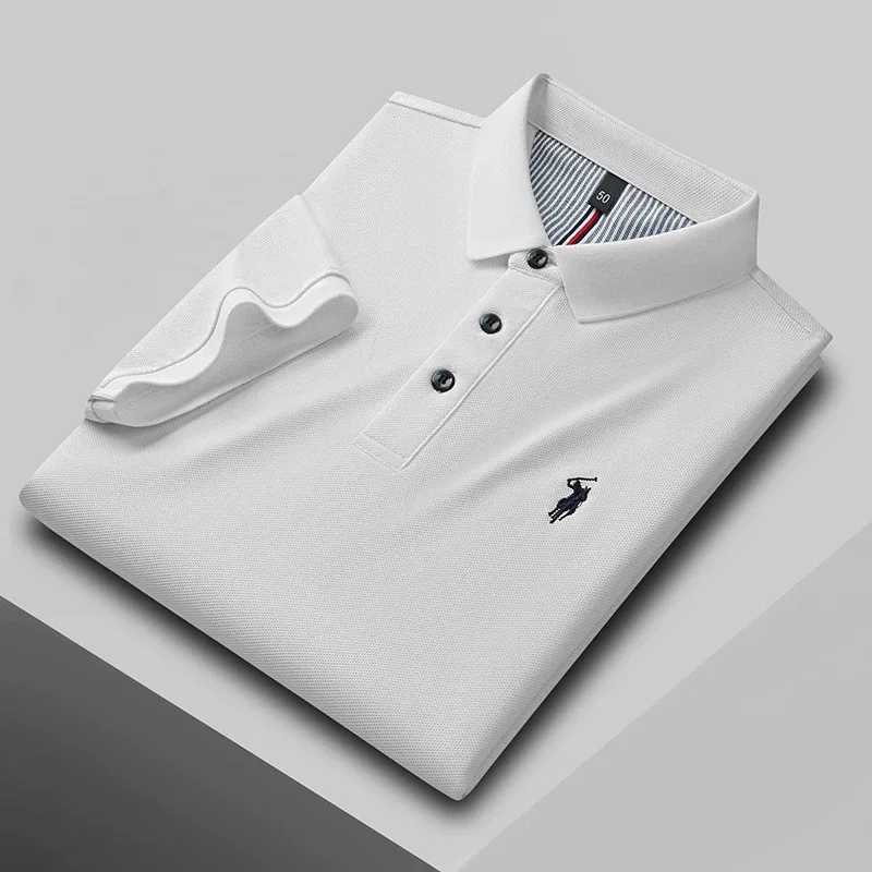 

High end brand pure cotton short sleeve polo shirt men summer fashion exquisite pony embroidery comfort business casual T-shirt