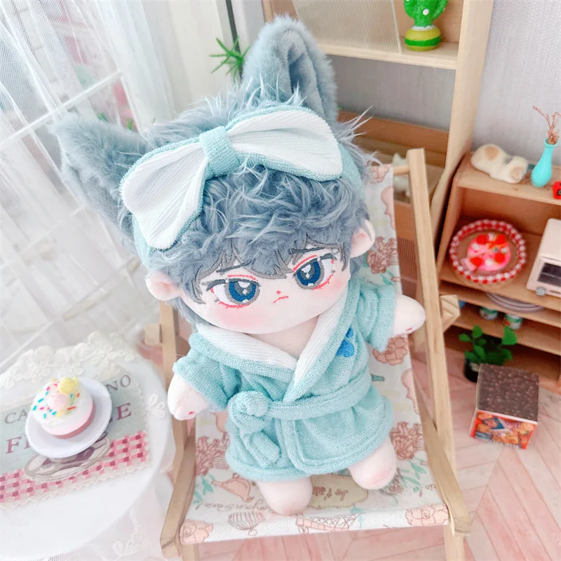 Pyjama en peluche en coton imbibé de beurre d'idole mignon, jouet en peluche Kawaii, accessoire de vêtements de bricolage, sans attributs, gros corps, rose et bleu, 20cm