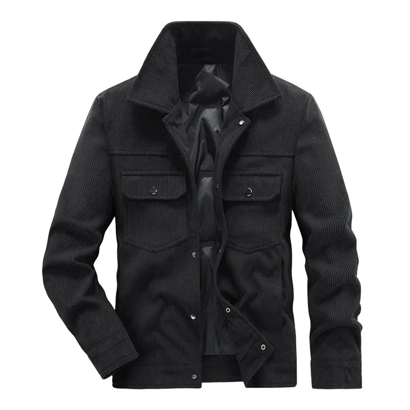 Men's Corduroy Down Jacket Short Winter New Style Top White Duck Lapel Coat