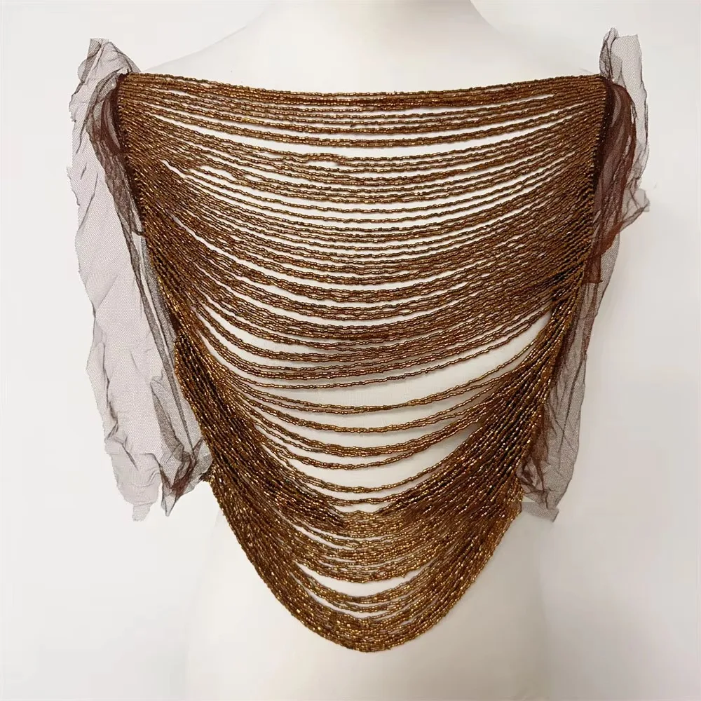 Multi Layered Tassel Applique Handmade Beaded Wedding Dress Trim Fringe Trim Hand Sewn Dance Costume Fringe For Wedding Dress