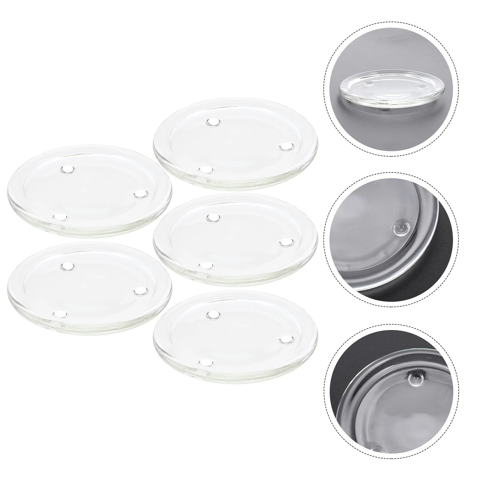 

5Pcs Glass Holders for Pillar Candles Decorative Trays for Birthdays Thanksgiving Halloween Plate