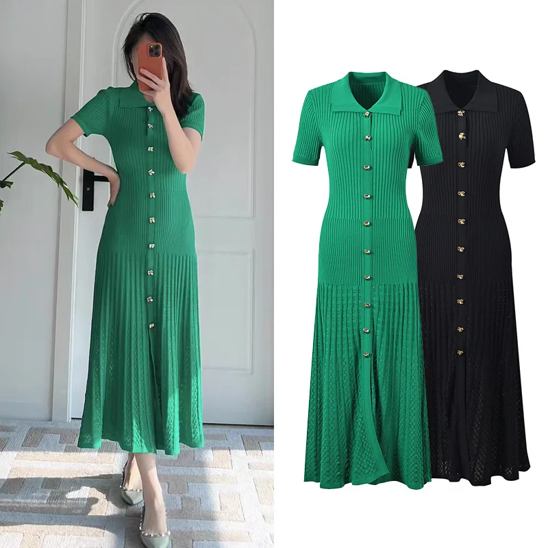 

Длинное вязаное облегающее платье с одной пуговицей, эластичное платье для поездок на работу, весна-лето, Новое поступление, женское модное платье