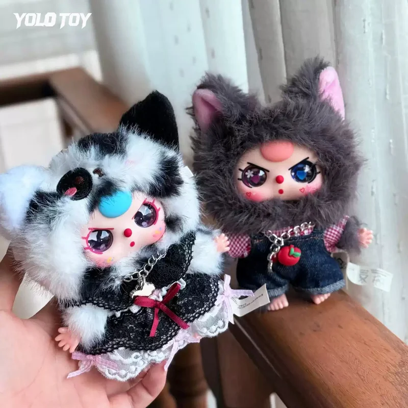 Baby Three Cats and Dogs Serie Vinyl-Plüsch-Blindbox-Anhänger Überraschungsbox Spielzeug Taschen-/Rucksack-Charm-Puppe Überraschungs-Geburtstagsgeschenke