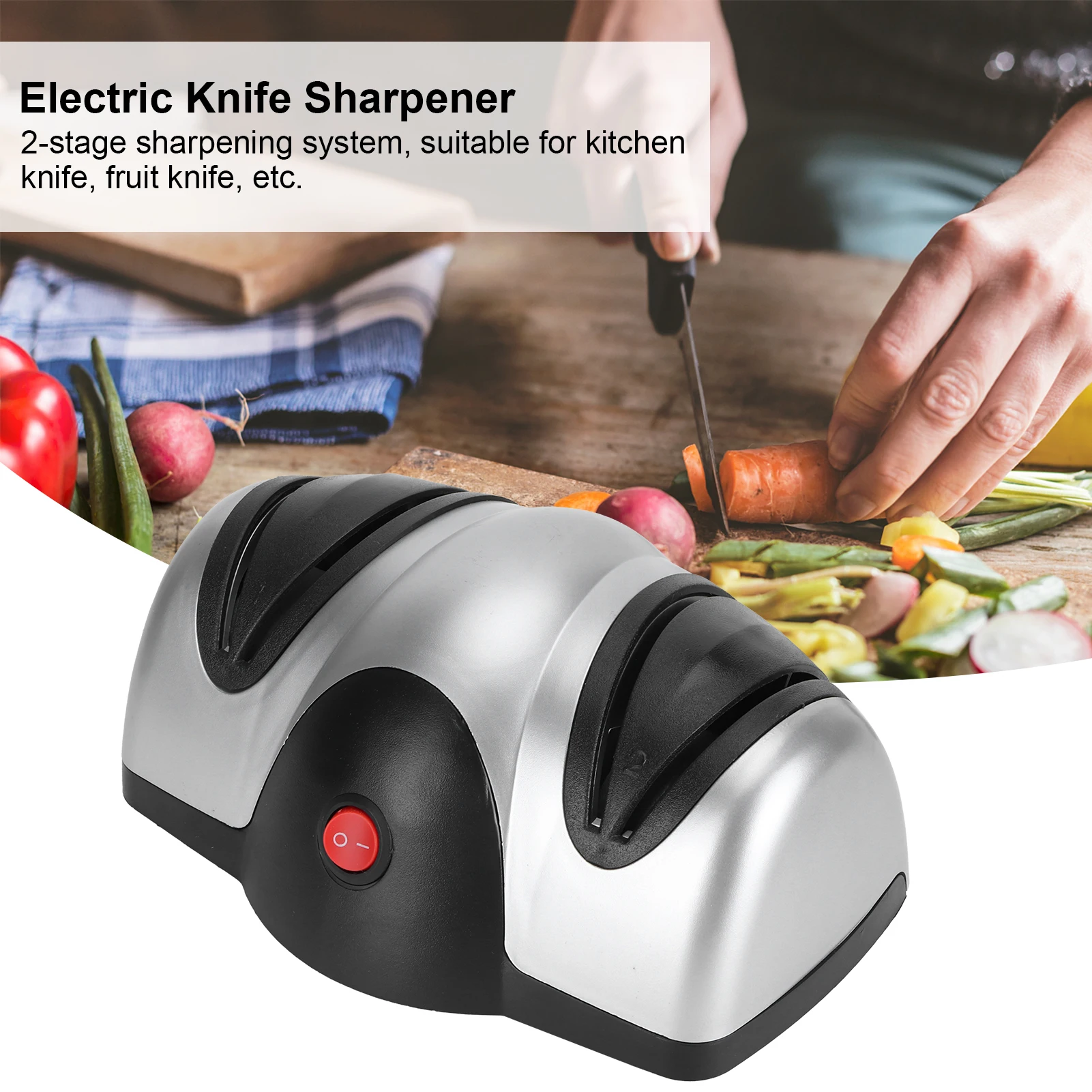 

Electric Knife Sharpener Grinder 2‑Stage Sharpening Tool Kitchen Accessory EU 220V Silver Black Kitchen Utensils Knife Grinder