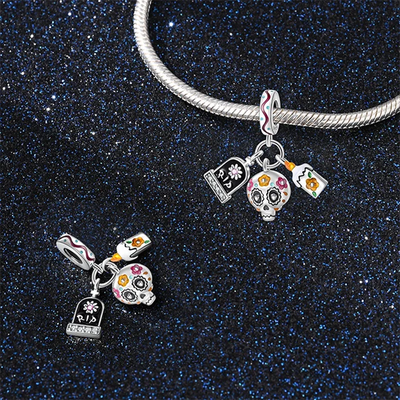 2025 New 925 Silver Rose Romantic Butterfly Skull Charms Beads Fit Pandora Original Bracelet DIY Jewelry Valentine's Day Gift