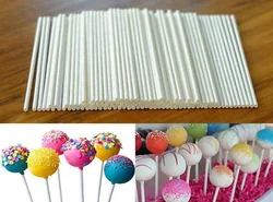 Vara plástica do pirulito, 100pcs, seguro, branco, bolo, chocolate, açúcar, doces, pirulito, diy, ferramenta do bakeware