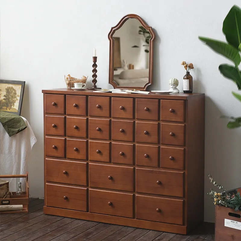 Traditional Chinese medicine cabinet, vintage chest of drawers, floor-standing solid wood bedroom, multi-drawer style