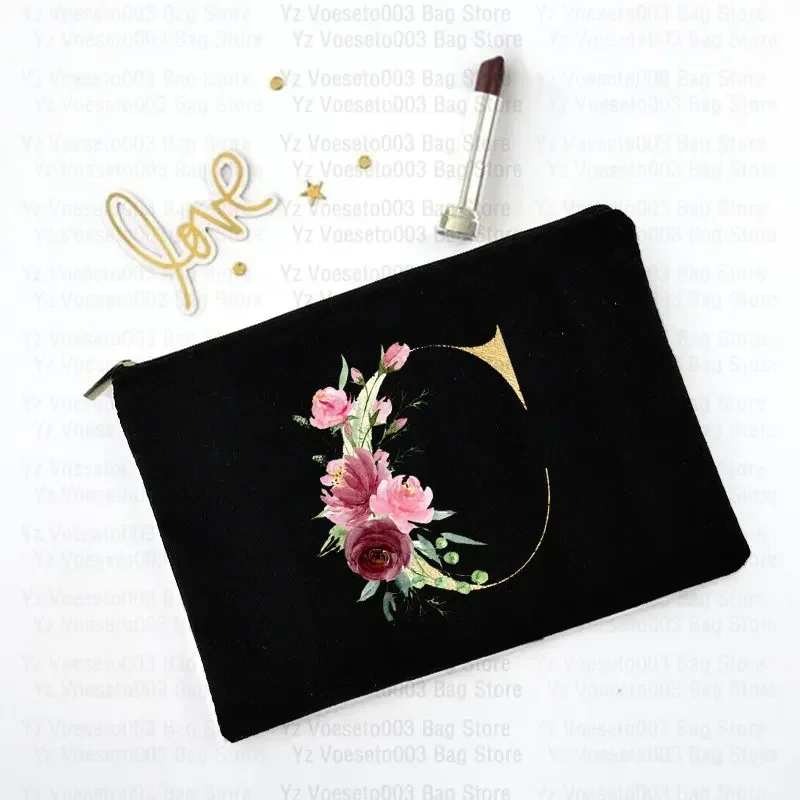 Merci Maîtresse School Gift for Teacher Balck Makeup Cosmetic Travel Bags Letter Canvas Wash Toiletry Pencil Bag Summer Bag