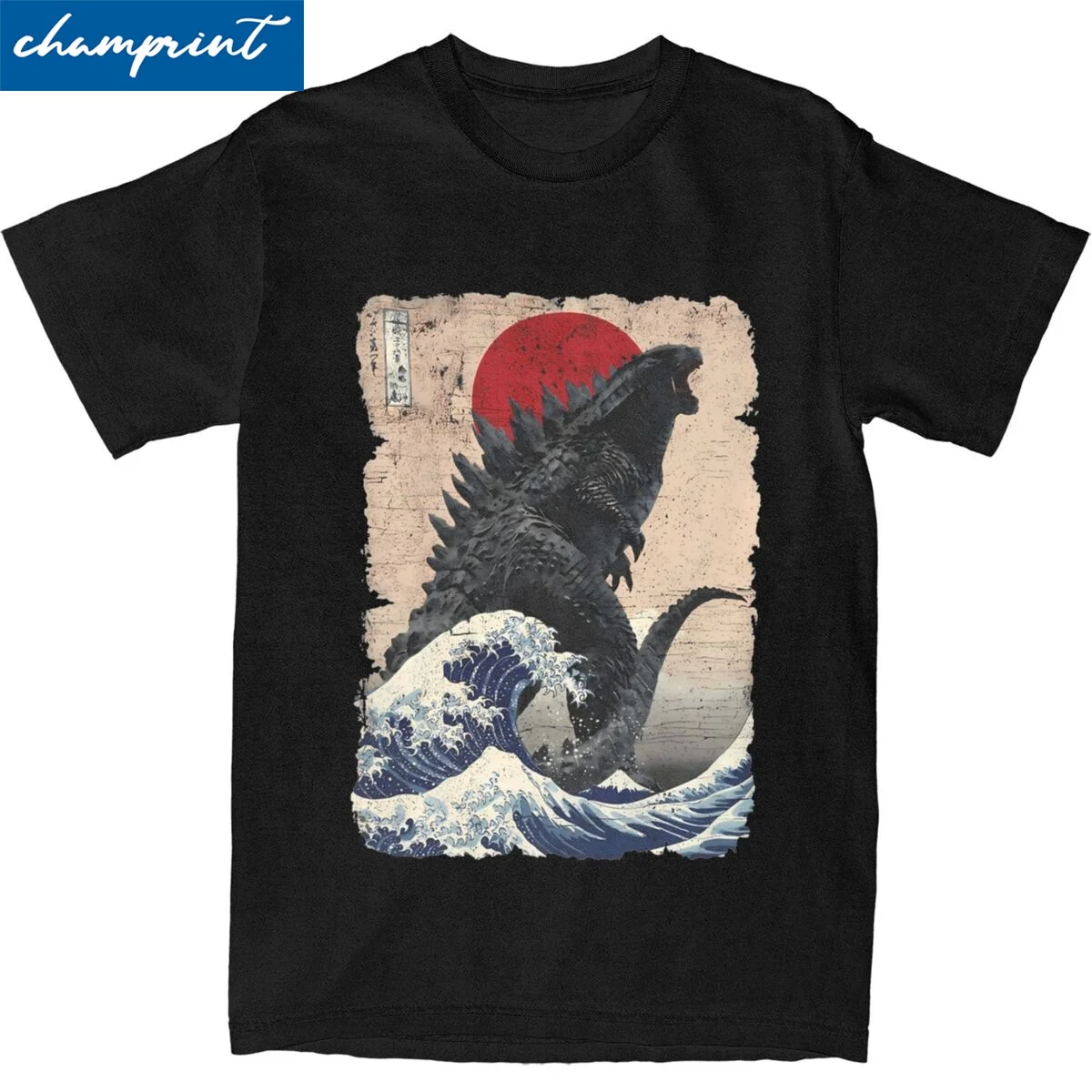 

Vintage Godzillaed Great Wave T Shirts Men Women 100% Cotton Unique T-Shirts Round Neck Tees Short Sleeve Clothing Graphic