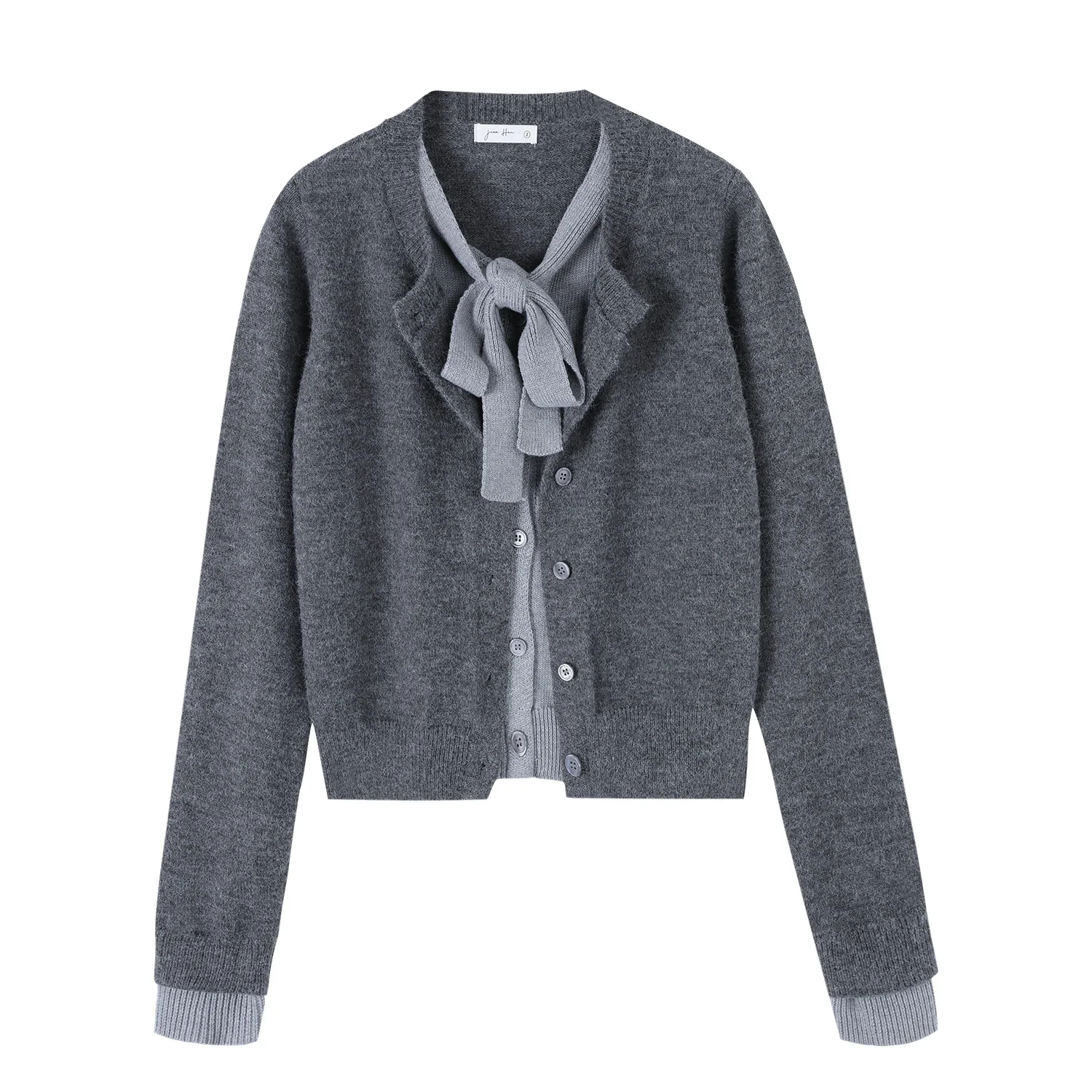 

Korean Style Knot Tied Knitted Cardigan Women's Autumn Winter Fashion Inner Wear Straight Cut Medium Softness