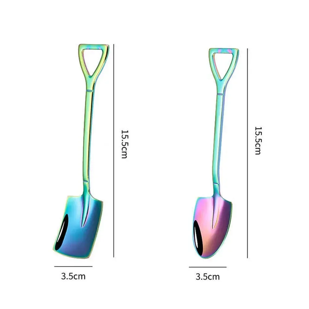 Creative Retro Shovel Spoon Stainless Steel Mini Dessert Spade for Coffee Cake Watermelon Parfait Sundae Party Serving Utensil