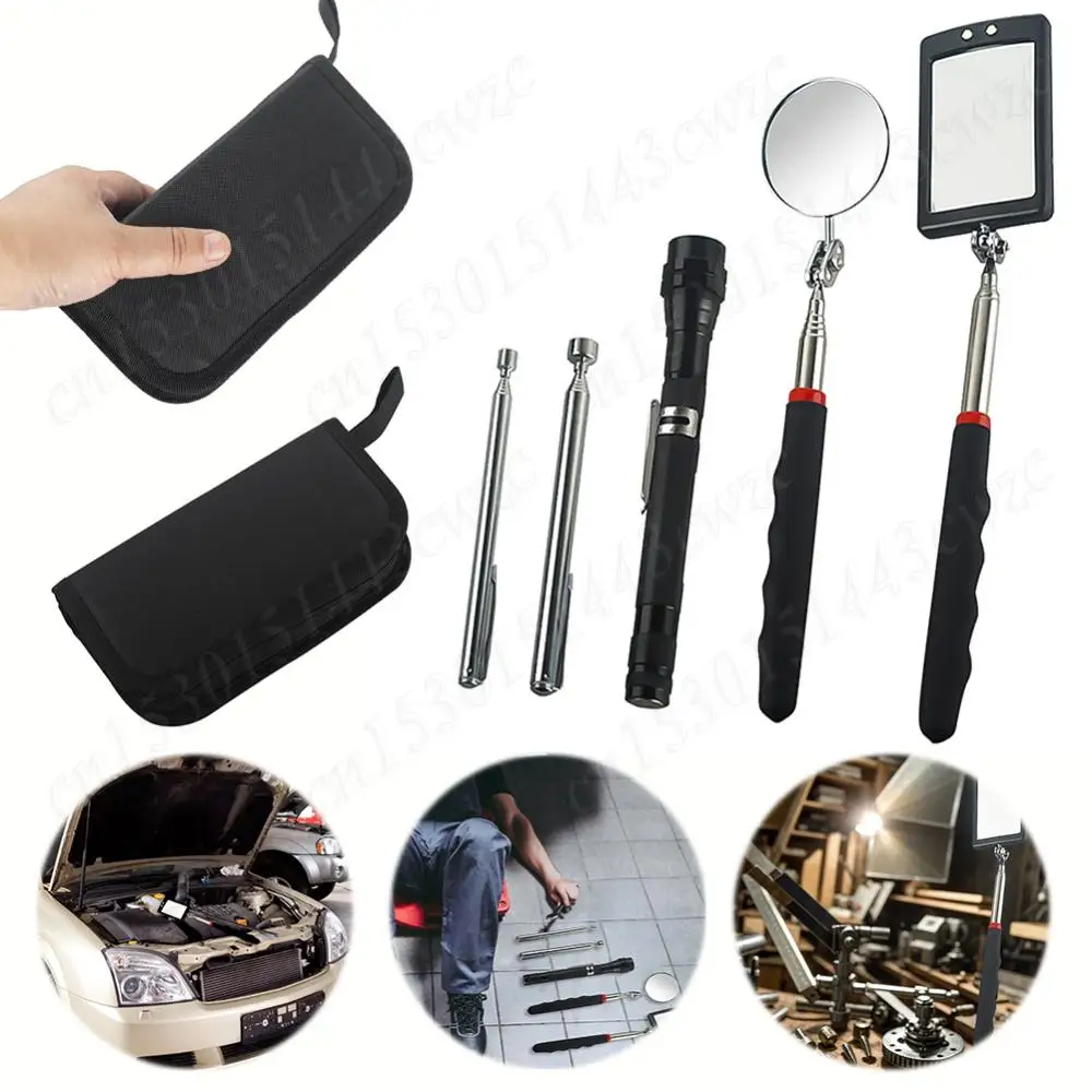 

Telescoping Flexible Head Inspection Mirror Car Bottom With Light Adjustable Detection Mirror Magnification Inspection Mirror