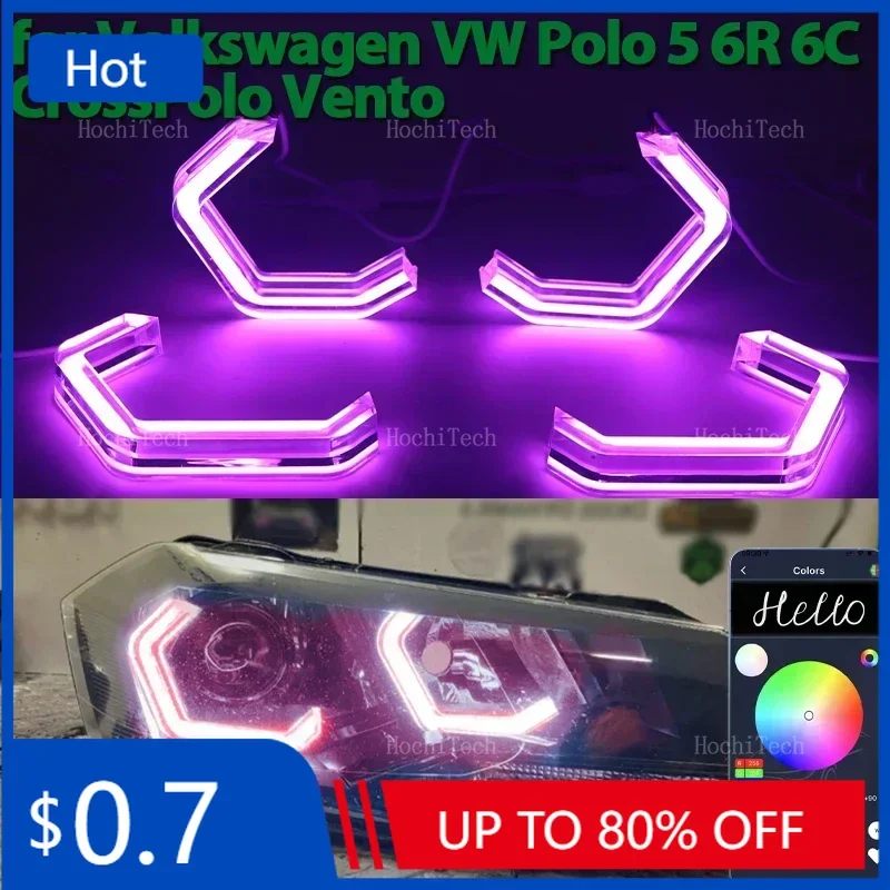 

Emblems M4 Style RGB Ring Angel Eyes Phone APP Control Remote LED Tuning Headlight Light Rings for Volkswagen VW Polo 5 6R 6C Cr