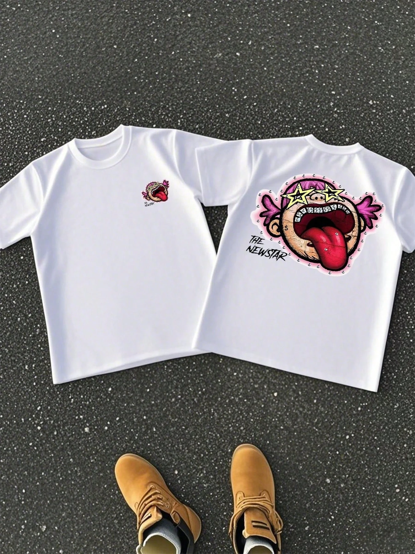 تي شيرت رجالي منفعل وممتع طباعة نيوستار وتصميم جرافيك كرتوني للجنسين ملابس شارع قطنية هاراجوكو قابلة للتنفس