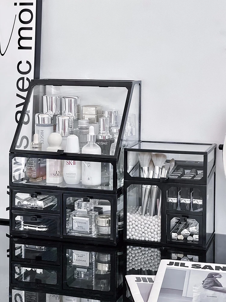 

Прозрачный органайзер для косметики с крышкой, настольный, пылезащитный, для ухода за кожей и хранения помад, прозрачный контейнер для организации.