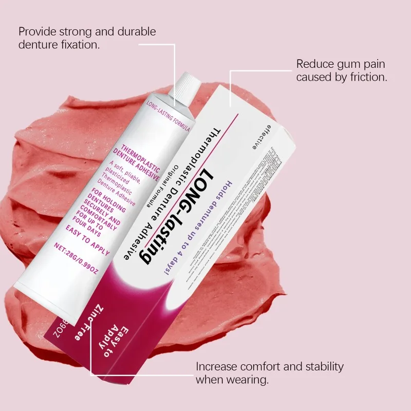 28g Denture Fixing Adhesive with Mild and Long-lasting Improve Comfort Anti Drying and Reduced Friction Denture Adhesive